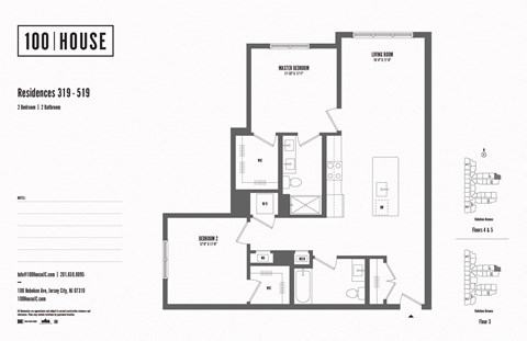 Floor plan for 2 beds, 2 baths, 1078 sqft